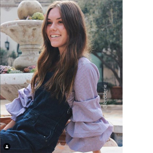 Anthropologie Ruffled & Tied Gingham Blouse - Picture 3 of 8